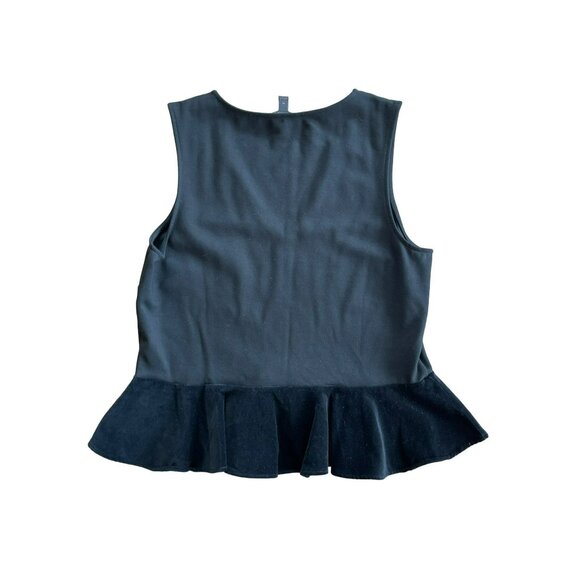 J Crew Black Velvet Top Size Medium Ruffle Bottom Women's Peplum Sleeveless NWT - Picture 4 of 4